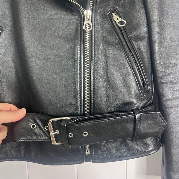 Madewell Ultimate Leather Motorcycle Jacket in True Black SZ XXS - Picture 8 of 14